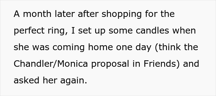 Text about setting up candles for a proposal like Chandler and Monica
