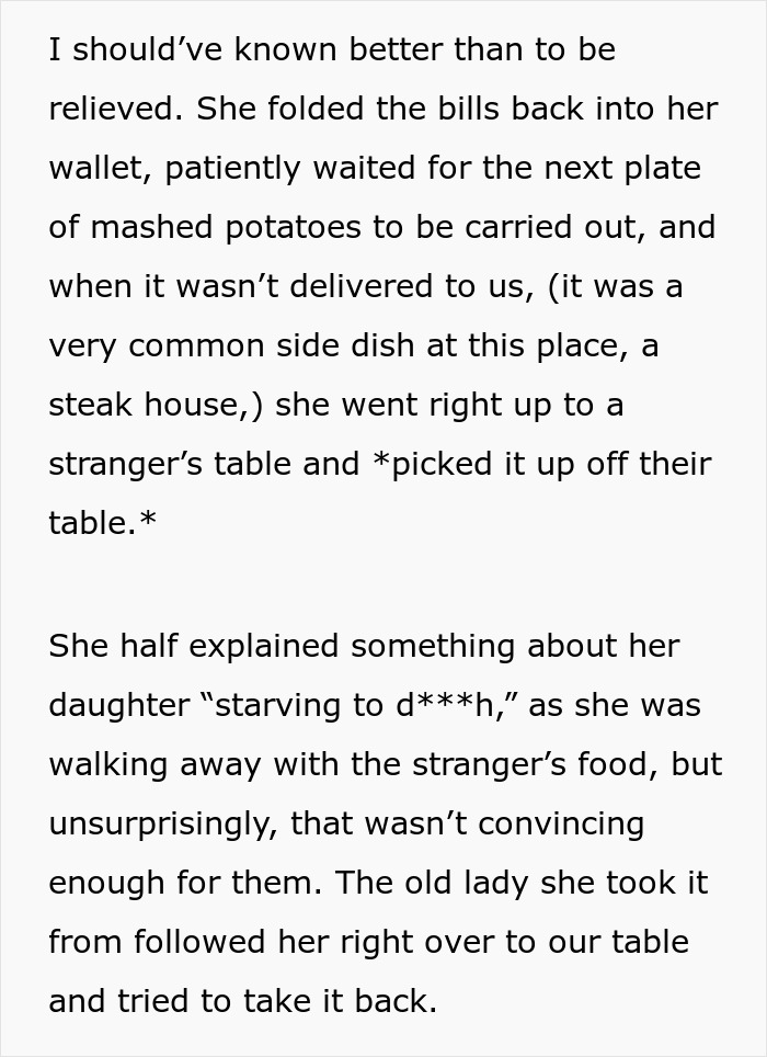 Fiancee picks up food from stranger's table causing dinner fiasco at restaurant Fiancee picks up food from stranger's table causing dinner fiasco at restaurant