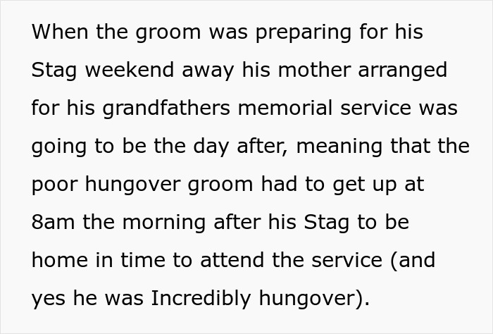 MIL arranges memorial after groom's stag, causing tension over attendance MIL arranges memorial after groom's stag, causing tension over attendance
