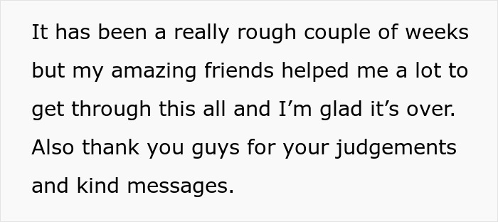 Text expressing relief after rough weeks and gratitude for friends and support