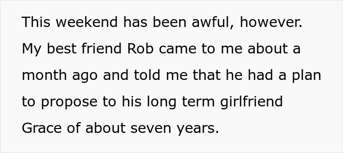 Text about a friend's plan to propose with an engagement ring Text about a friend's plan to propose with an engagement ring