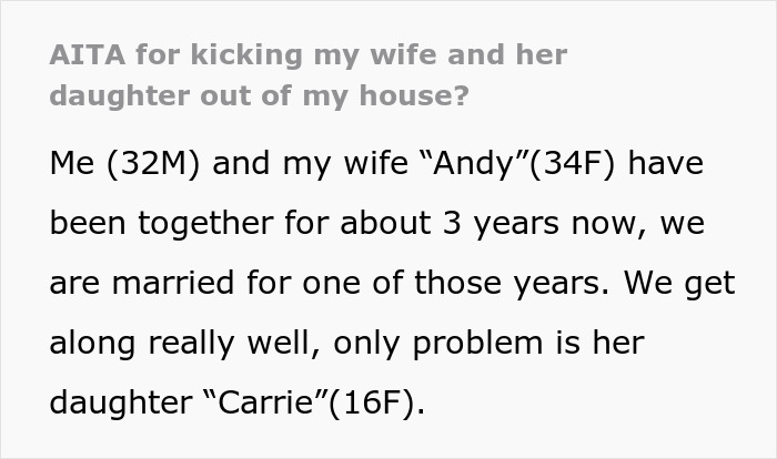 Text excerpt about issues with teenage stepdaughter in family