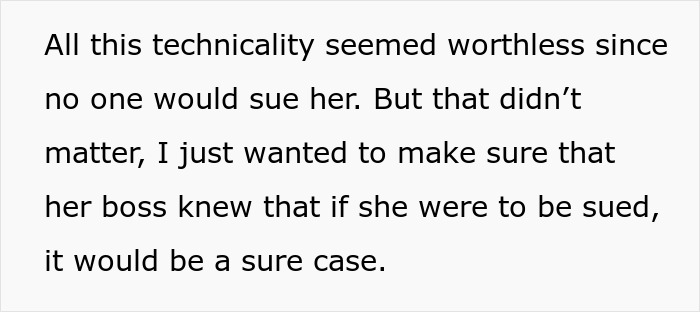 Planning to alert boss about legal violations by entitled older sister