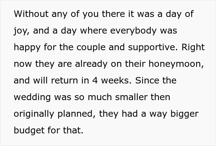 Text describing a joyful smaller wedding and couple's honeymoon Text describing a joyful smaller wedding and couple's honeymoon