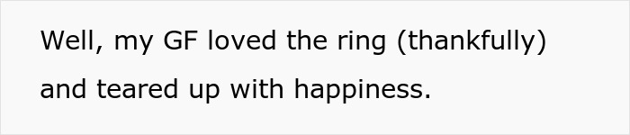 Girlfriend loved the engagement ring and teared up with happiness after the proposal