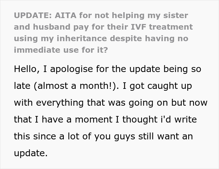 Woman Surprises Sis With Money For Her IVF Treatment, Called Selfish For Not Giving Her More