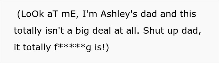 Funny text about a neighbor running stalker from Ashley's dad not being a big deal. Funny text about a neighbor running stalker from Ashley's dad not being a big deal.