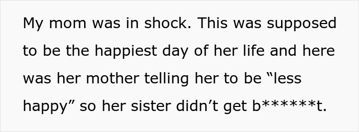 Woman Cries At Sister's Wedding Out Of Jealousy, Mom Tells Bride To Be "Less Happy" During Event Woman Cries At Sister's Wedding Out Of Jealousy, Mom Tells Bride To Be "Less Happy" During Event