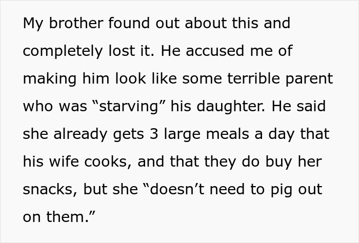 Woman Secretly Buys Niece Food After Brother&rsquo;s Sexist And Fatphobic Comment, He Loses It