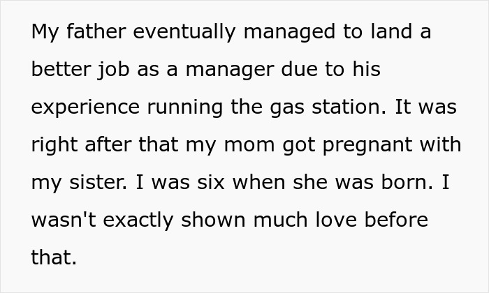 Text about father's job and lack of love from toxic parents