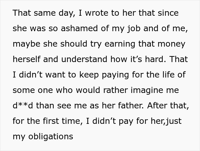 Text on a screen: A dad's impactful decision to stop paying his daughter's funds after she shamed him. #FamilyDriver