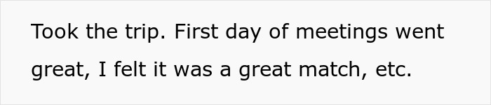 Text about positive first day of work meetings and job match feeling Text about positive first day of work meetings and job match feeling
