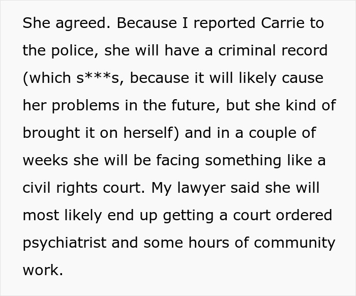 Text about stepdaughter facing criminal record and possible court-ordered psychiatrist