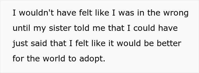 Text about feeling wrong about adoption after sister's advice Text about feeling wrong about adoption after sister's advice