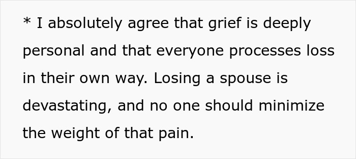Personal grief expressed over losing a spouse at wedding