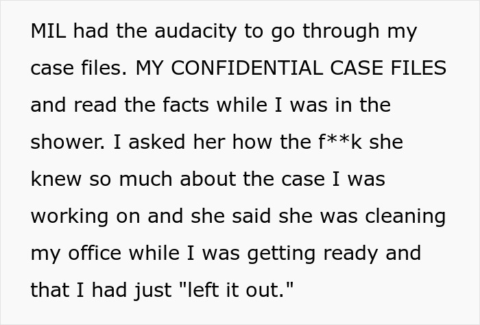 Nosy MIL Goes Snooping Through Lawyer DIL's Case Files, Tries To Break In As She Cuts Contact Nosy MIL Goes Snooping Through Lawyer DIL's Case Files, Tries To Break In As She Cuts Contact