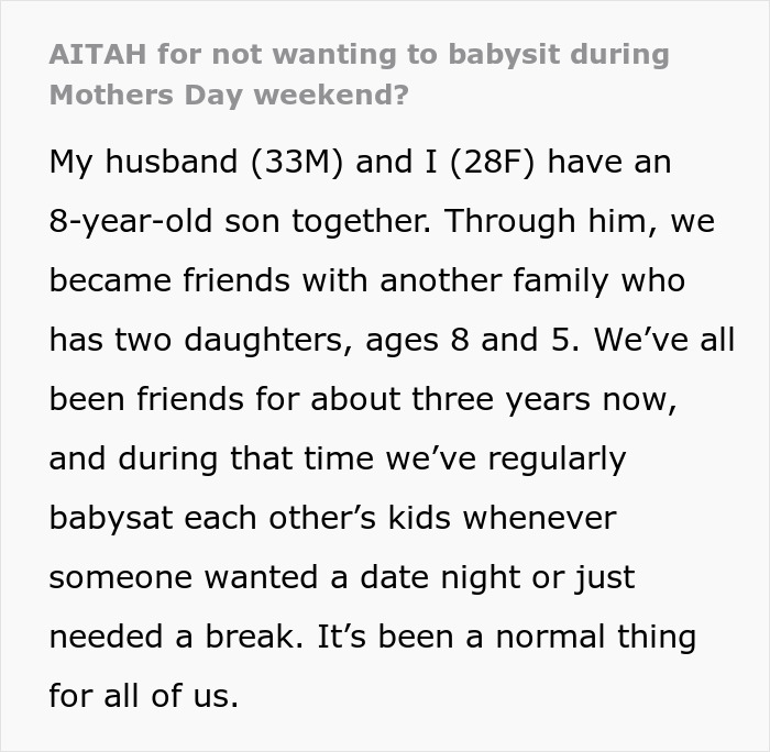 Mom Is Accused Of &ldquo;Throwing A Tantrum&rdquo; After Refusing To Babysit Friends&rsquo; Kids On Mother&rsquo;s Day