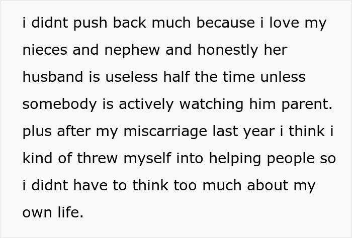 Text excerpt explaining emotional reasons for babysitting and family dynamics Text excerpt explaining emotional reasons for babysitting and family dynamics
