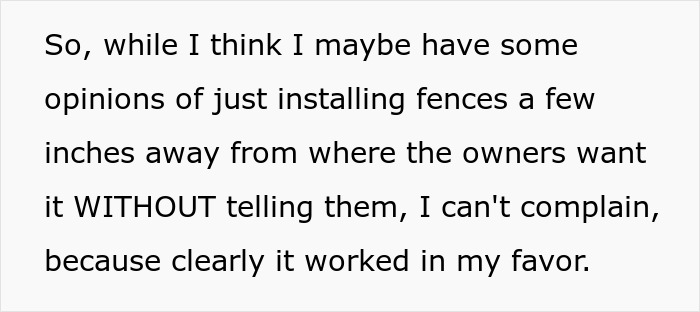 Text about opinions on installing fences near property lines