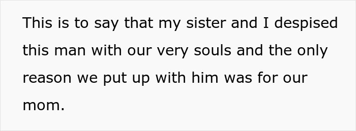 Text about sisters despising stepfather but enduring for their mom Text about sisters despising stepfather but enduring for their mom