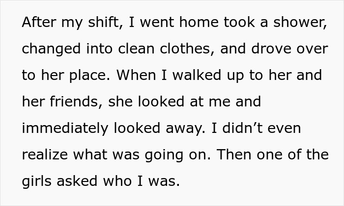 Text details a father's shame from his daughter in front of friends, hinting at her being ashamed of him.