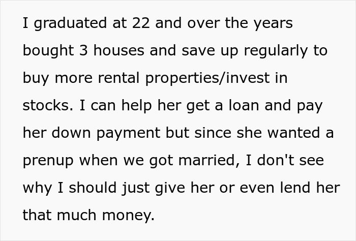 Wife Demands Prenup To Protect Her Income, Hubby Offers Her An 8% Interest Loan When She Needs Help