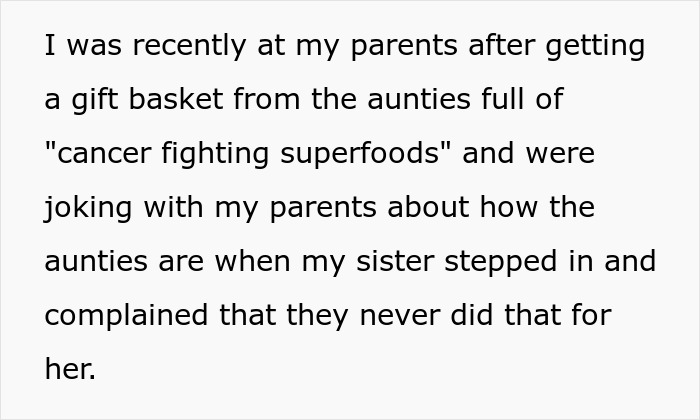 Sis Gets Jealous She Never Got Food Baskets From Fam, Doesn't Realize Bro Gets Them As He Has Cancer Sis Gets Jealous She Never Got Food Baskets From Fam, Doesn't Realize Bro Gets Them As He Has Cancer