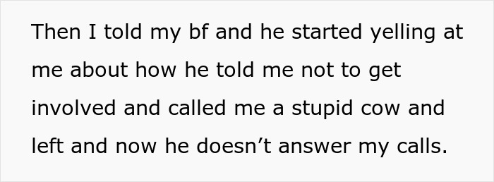 Text details a relationship breaking up, a consequence of an affair revelation. Black text on a light gray background.