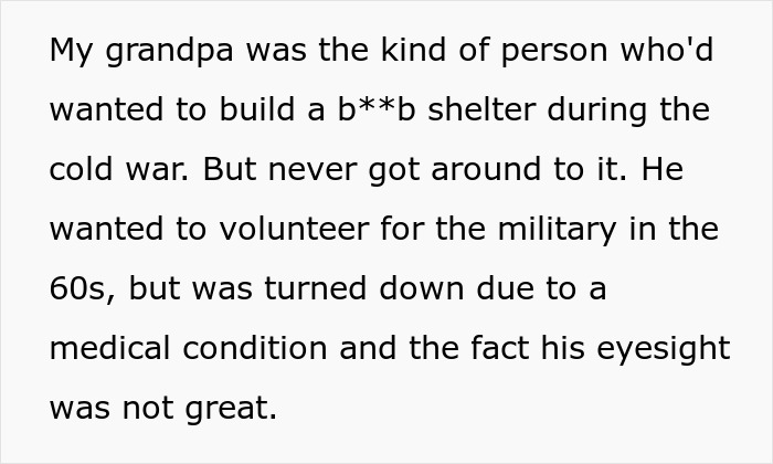Cold war fallout shelter plans by grandpa in family story