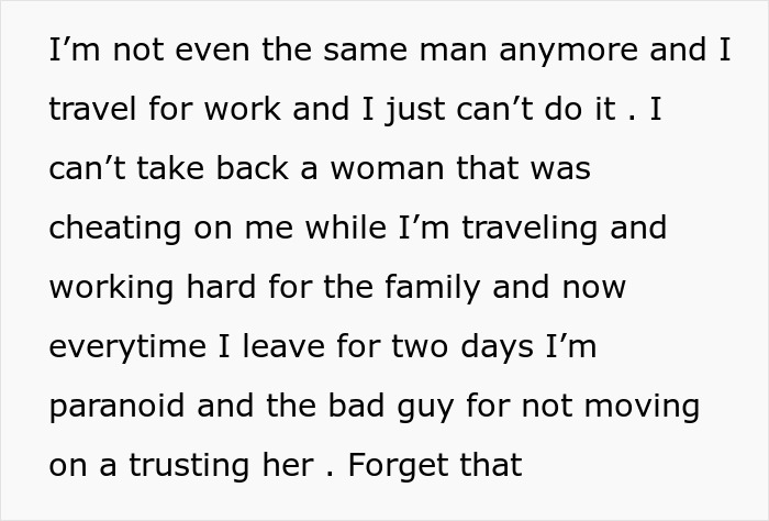 Text detail: Ex wants to reconcile after affair. Man shares his heartbreak, refusing to take back his cheating partner. Text detail: Ex wants to reconcile after affair. Man shares his heartbreak, refusing to take back his cheating partner.