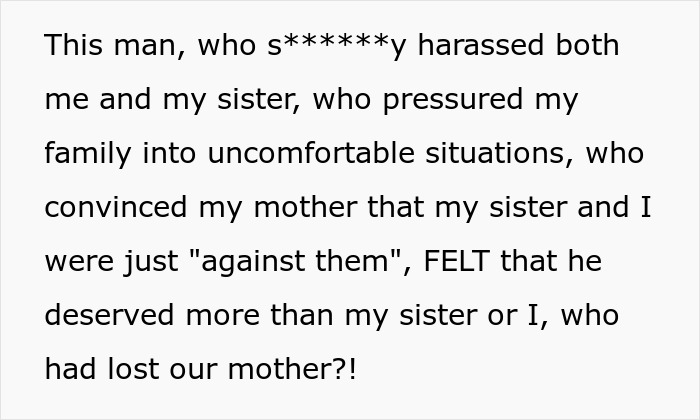 Man harassed family believes he deserves more of deceased wife's estate Man harassed family believes he deserves more of deceased wife's estate