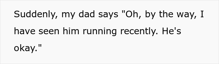 Funny text about neighbor running stalker, dad confirming he has seen him running. Funny text about neighbor running stalker, dad confirming he has seen him running.
