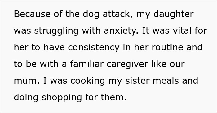 Text about daughter's anxiety after dog attack and caregiving by grandmother Text about daughter's anxiety after dog attack and caregiving by grandmother