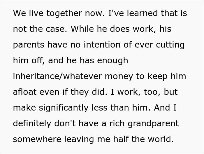 Text about financial differences and inheritance in wealthy boyfriend relationship Text about financial differences and inheritance in wealthy boyfriend relationship