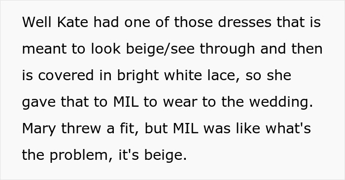 MIL Throws A Pity Party Over Not Wearing Green For Son's Wedding, Plans To Switch Dresses Anyway MIL Throws A Pity Party Over Not Wearing Green For Son's Wedding, Plans To Switch Dresses Anyway