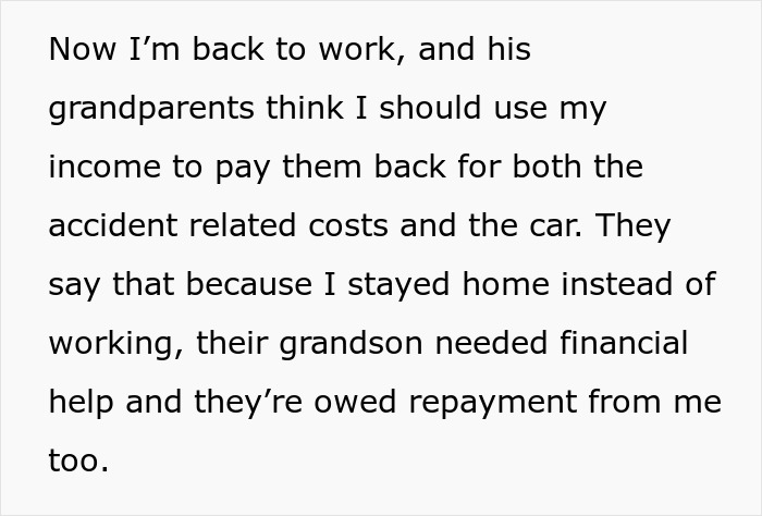 Text describing SAHM's distress as her fianc&eacute;'s family harasses her for his debts.