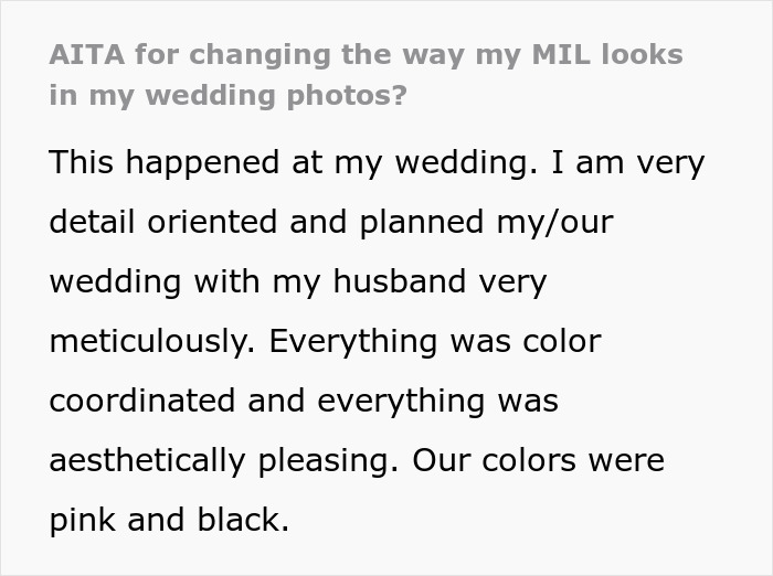 Text post about wedding planning with meticulous pink and black color coordination Text post about wedding planning with meticulous pink and black color coordination