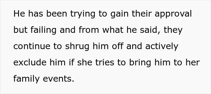 Text post about brother excluded from family events by girlfriend's family Text post about brother excluded from family events by girlfriend's family