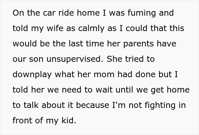 Text screenshot showing a dad's meltdown after MIL secretly baptized their child, discussing future grandparent supervision.