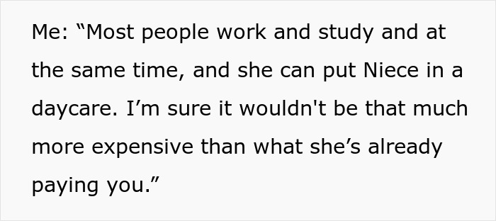 Screenshot of text discussing work, study, and daycare expenses