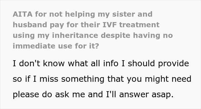 Woman Surprises Sis With Money For Her IVF Treatment, Called Selfish For Not Giving Her More