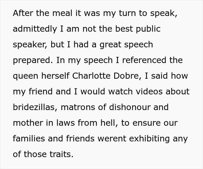 Text about wedding speech referencing brides, bridezillas, and difficult mothers in law Text about wedding speech referencing brides, bridezillas, and difficult mothers in law