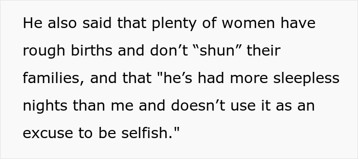 BIL claims women with rough births don't shun family and criticizes selfishness BIL claims women with rough births don't shun family and criticizes selfishness