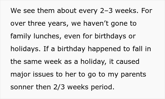 Text snippet detailing how a manipulative fianc&eacute;e creates issues over family visits, expecting the guy to cut off his parents.