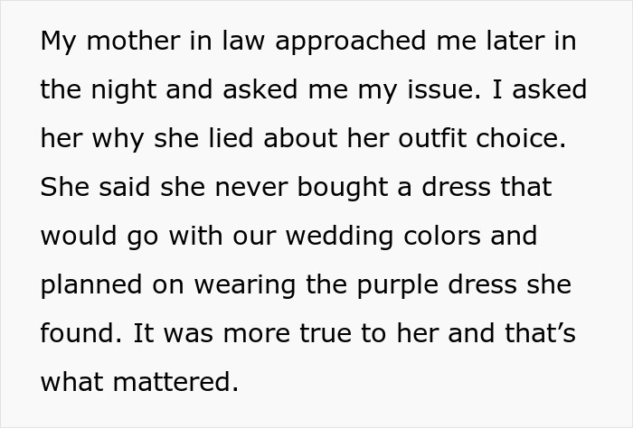 Mother-in-law admits to wearing a purple dress at pink and black themed wedding Mother-in-law admits to wearing a purple dress at pink and black themed wedding