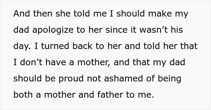 Text on screen from a Karen shames dad story. A daughter defends her dad celebrating Mother’s Day, stating he's both a mother and father. Text on screen from a Karen shames dad story. A daughter defends her dad celebrating Mother’s Day, stating he's both a mother and father.