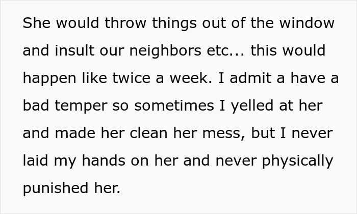 Text on stepdaughter's destructive and disruptive behavior