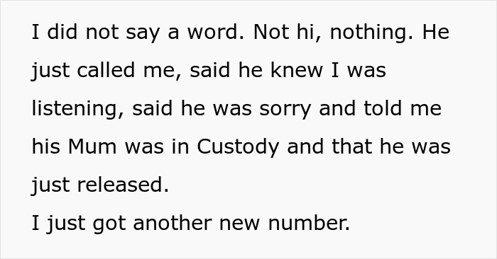 Text recounting a silent phone call and custody update in allergen case Text recounting a silent phone call and custody update in allergen case