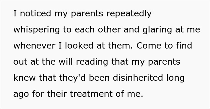 Text mentioning tension at will reading and parents disinherited for mistreatment