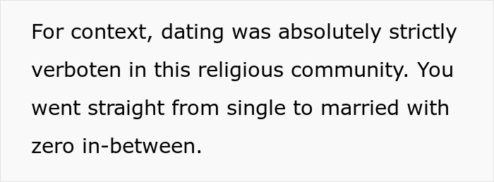 Text explaining strict dating rules in restrictive religious community